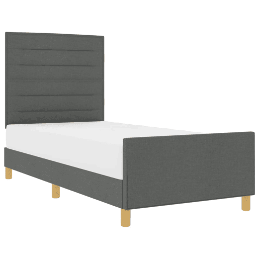 Estrutura de cama de solteiro para adultos - Cinzento escuro 100 x 200 cm tecido