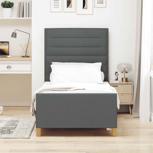 Estrutura de cama de solteiro para adultos - Cinzento escuro 100 x 200 cm tecido