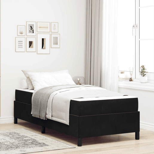 Estrutura de cama de solteiro para adultos com colchão Preto 80 x 200 cm tecido