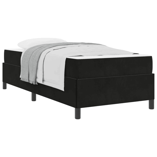 Estrutura de cama de solteiro para adultos com colchão Preto 80 x 200 cm tecido