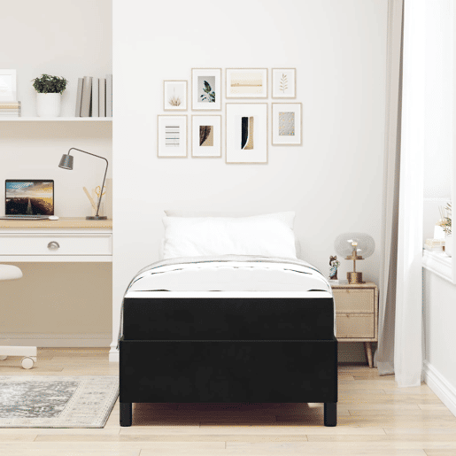 Estrutura de cama de solteiro para adultos com colchão Preto 80 x 200 cm tecido