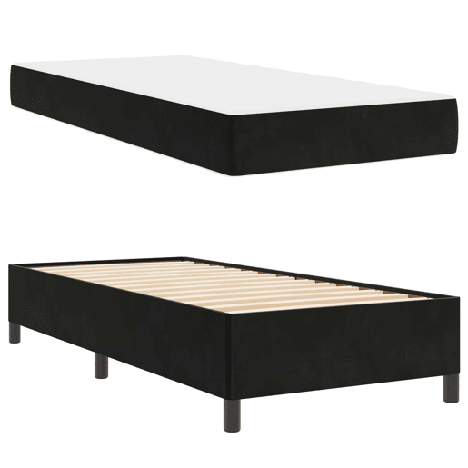 Estrutura de cama de solteiro para adultos com colchão Preto 80 x 200 cm tecido