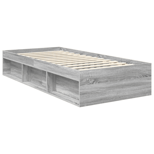 Estrutura de cama de solteiro com cabeceira - Cinza Sonoma 90 x 200 cm