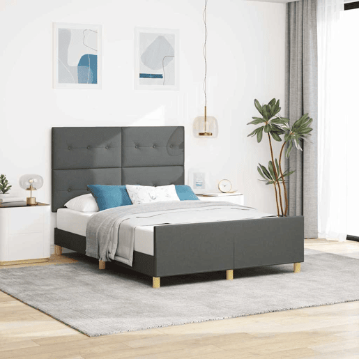 Estrutura De Cama De Casal Moderno - Cinzento escuro 140 x 190 cm tecido