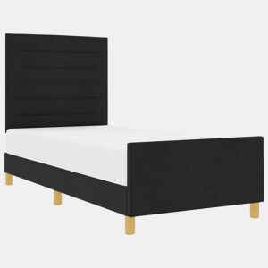 Estrutura de cama de solteiro para adultos com cabeceira Preto 90 x 200 cm tecido