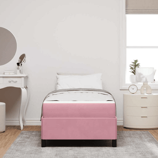 Estrutura de cama de solteiro para adultos com colchão Rosa 80 x 200 cm tecido