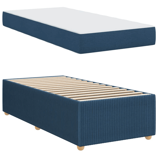 Estrutura de cama de solteiro para adultos com colchão Azul 80 x 200 cm tecido