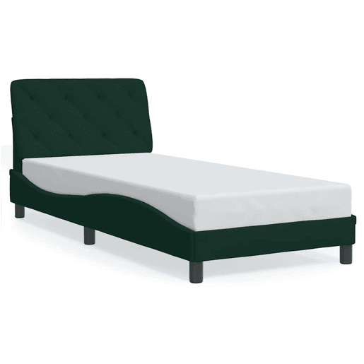 Estrutura de cama de solteiro simple com LED 90x200 cm veludo verde-escuro