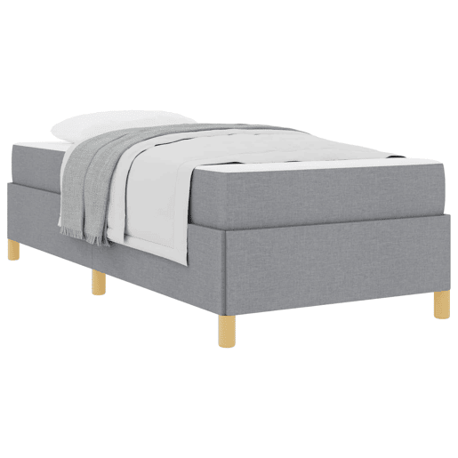Estrutura de cama de solteiro Design com colchão Cinzento-claro 90 x 190 cm tecido