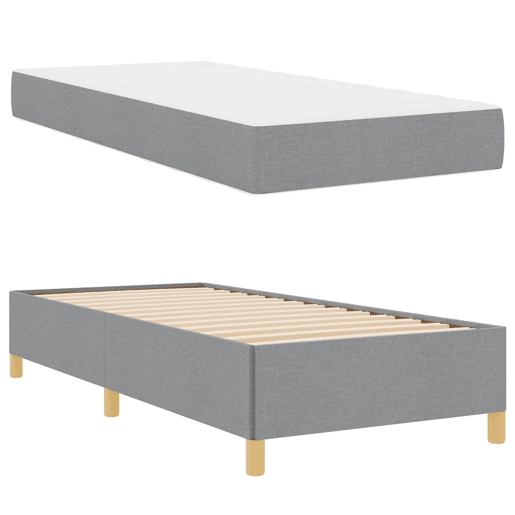 Estrutura de cama de solteiro Design com colchão Cinzento-claro 90 x 190 cm tecido