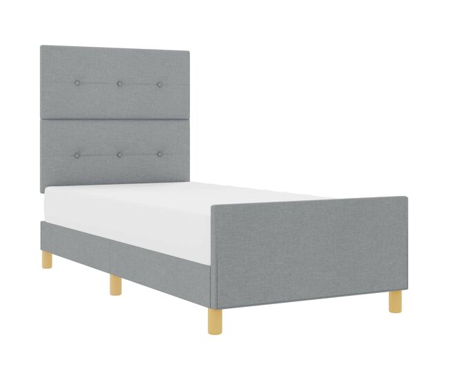 Estructura de cama individual para adultos con cabecera - gris claro 90 x 200 cm tela