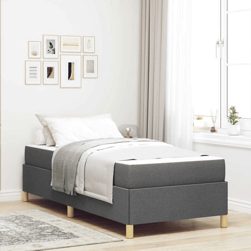 Estrutura de cama de solteiro para adultos com colchão Cinza Escuro 90 x 190 cm tecido