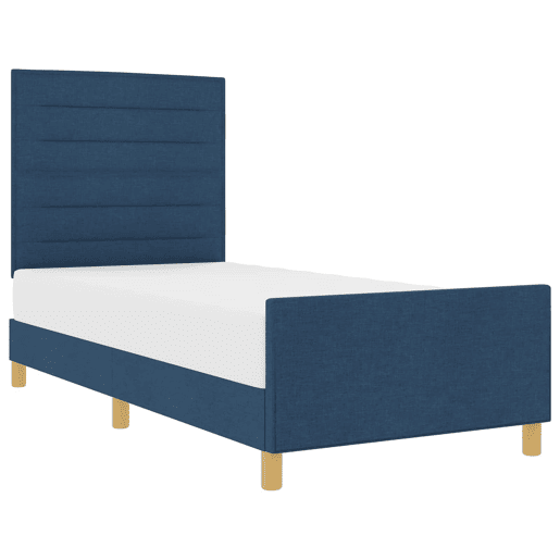 Estrutura de cama de solteiro para adultos com cabeceira Azul 90 x 190 cm tecido