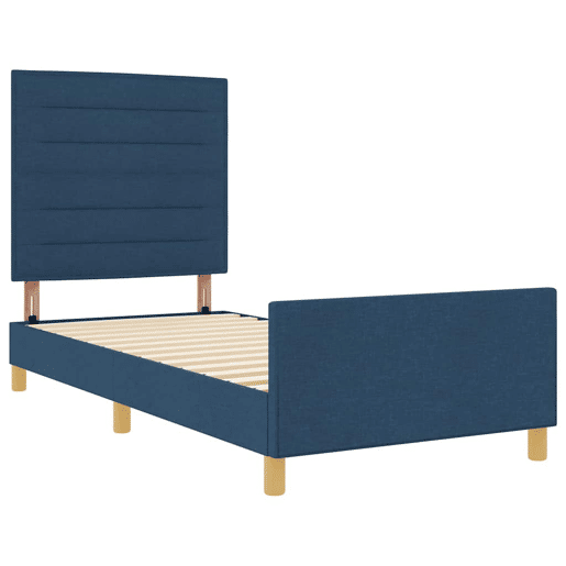Estrutura de cama de solteiro para adultos com cabeceira Azul 90 x 190 cm tecido