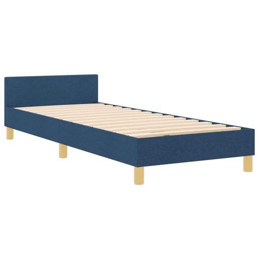 Estrutura de cama de solteiro para adultos com cabeceira Azul 90 x 190 cm tecido