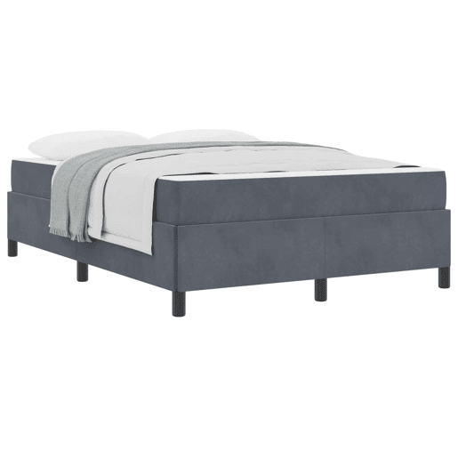 Estrutura da Cama de casal moderno com colchão Cinza Escuro 140 x 190 cm tecido