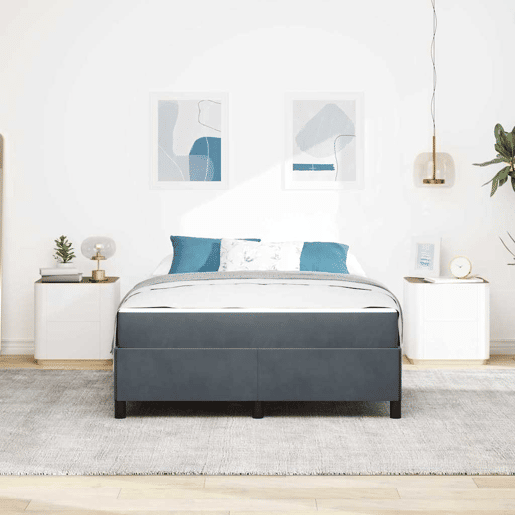 Estrutura da Cama de casal moderno com colchão Cinza Escuro 140 x 190 cm tecido