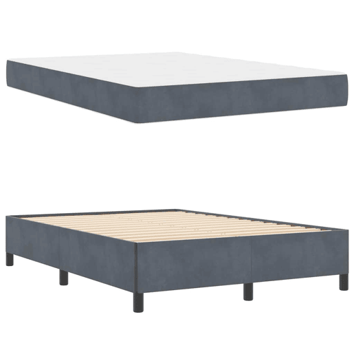 Estrutura da Cama de casal moderno com colchão Cinza Escuro 140 x 190 cm tecido