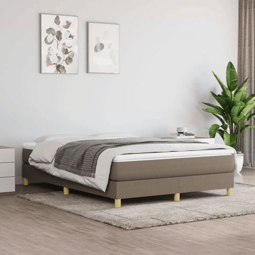 Estrutura de Cama de casal moderno com molas 140x200 cm tecido castanho-acinzentado