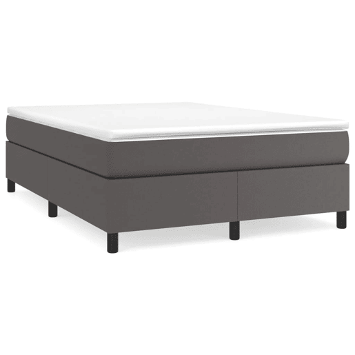 Estrutura de Cama de casal moderno com molas 140x190 cm couro artificial cinzento