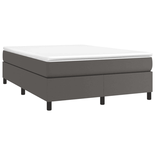 Estrutura de Cama de casal moderno com molas 140x190 cm couro artificial cinzento