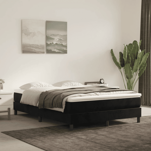 Estrutura de Cama de casal moderno com molas 140x200 cm veludo preto
