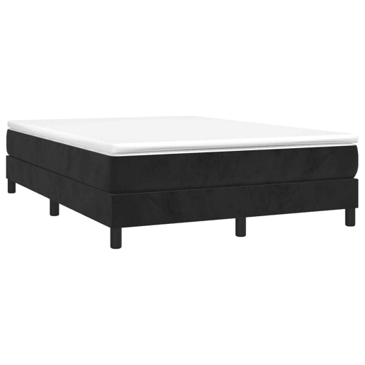Estrutura de Cama de casal moderno com molas 140x200 cm veludo preto