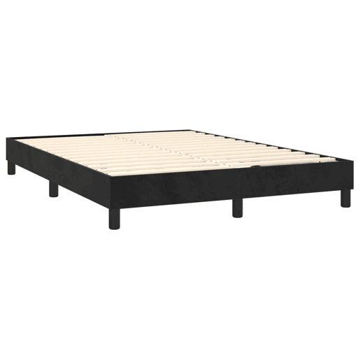 Estrutura de Cama de casal moderno com molas 140x200 cm veludo preto