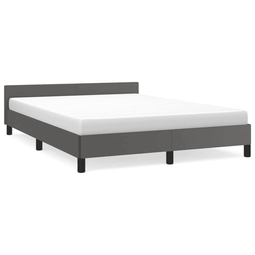 Estrutura Cama de casal para adultos c cabeceira sem colchão 140x200 cm cinzento
