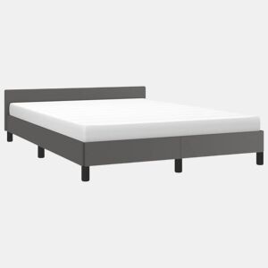Estrutura Cama de casal para adultos c cabeceira sem colchão 140x200 cm cinzento