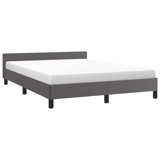 Estrutura Cama de casal para adultos c cabeceira sem colchão 140x200 cm cinzento