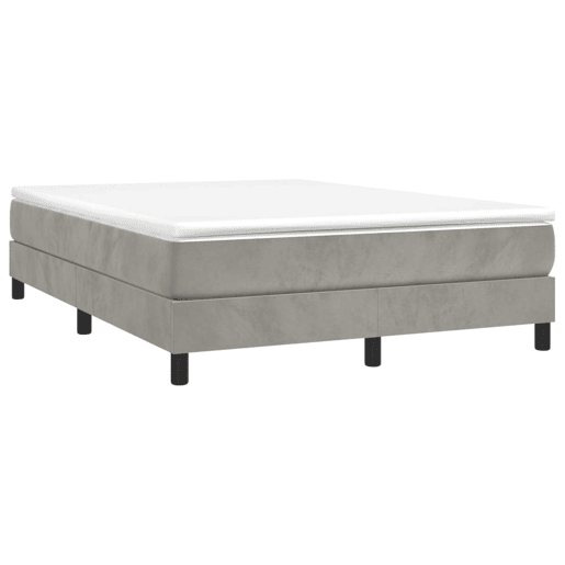Estrutura de Cama de casal moderno com molas 140x200 cm veludo cinzento-claro