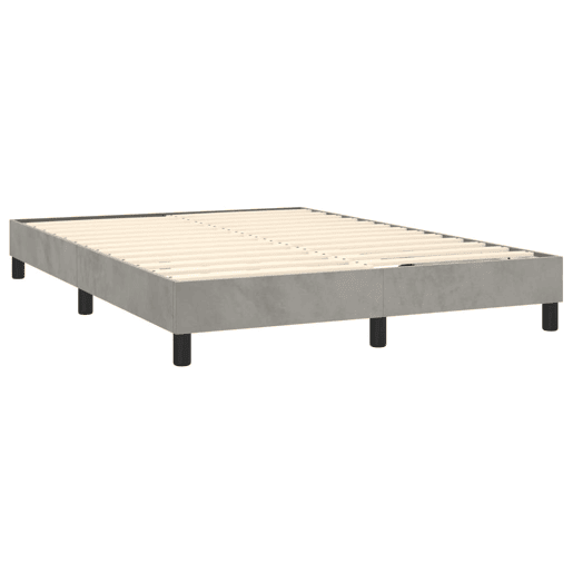 Estrutura de Cama de casal moderno com molas 140x200 cm veludo cinzento-claro