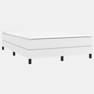 Estrutura de Cama de casal moderno com molas 140x200 cm couro artificial branco