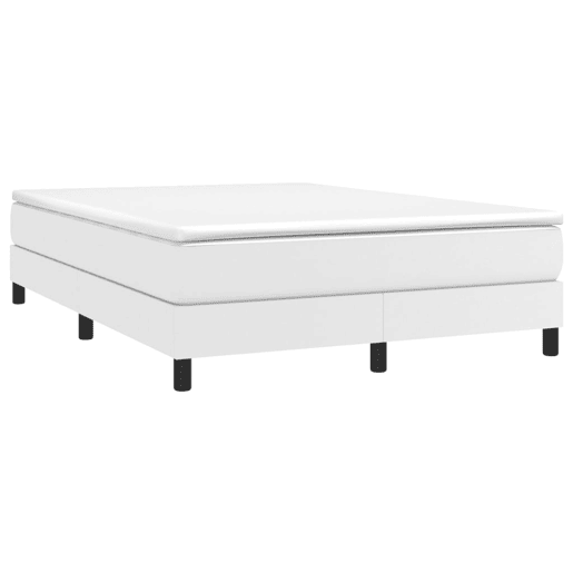 Estrutura de Cama de casal moderno com molas 140x200 cm couro artificial branco