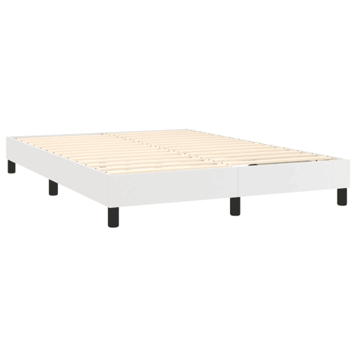 Estrutura de Cama de casal moderno com molas 140x200 cm couro artificial branco