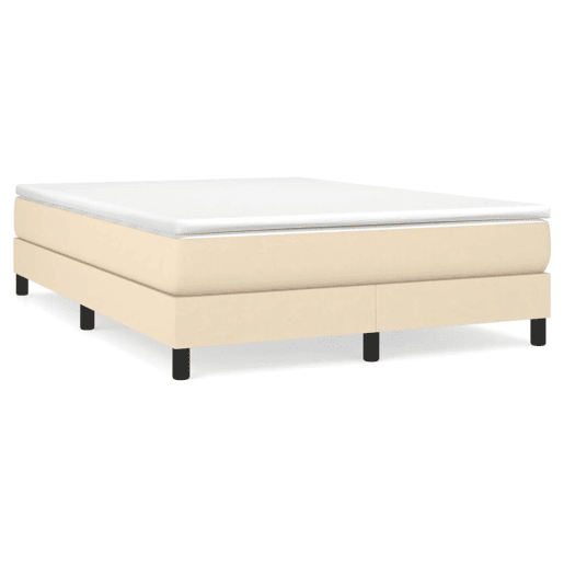 Estrutura de Cama de casal moderno com molas 140x200 cm tecido cor creme