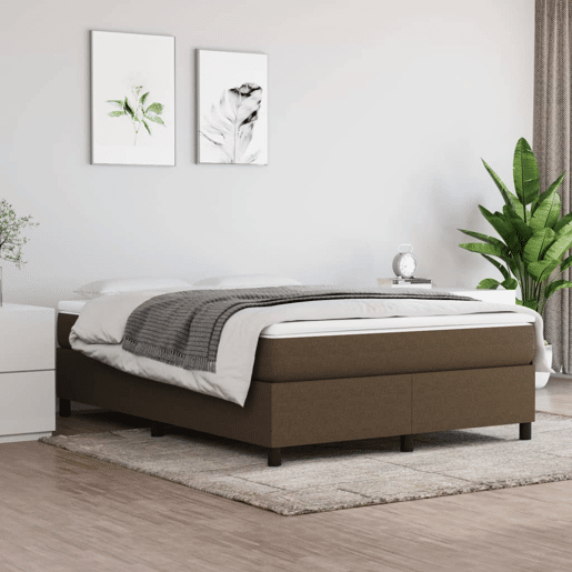Estrutura de Cama de casal moderno com molas 140x200 cm tecido castanho-escuro