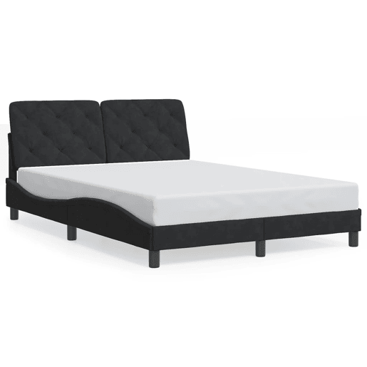 Estrutura de Cama de casal moderno com LED sem colchão 140x190 cm veludo preto