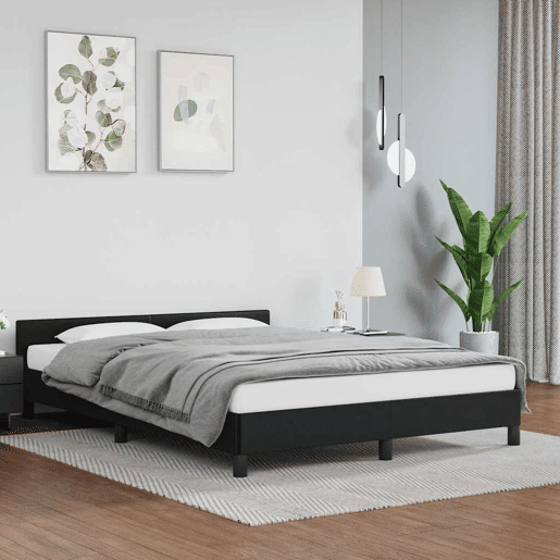 Estrutura Cama de casal para adultos c cabeceira sem colchão 140x200 cm preto