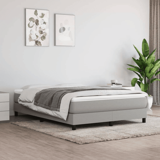 Estrutura de Cama de casal moderno com molas 140x200 cm tecido cinzento-claro