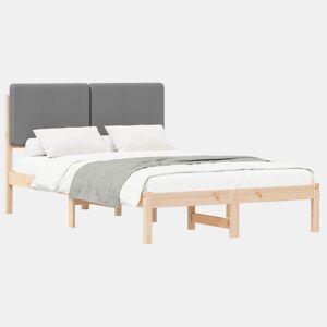 Estrutura de Cama de casal moderno com Cabeceira Estofada Cinzento-claro
