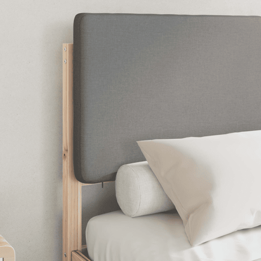 Estrutura de Cama de casal moderno com Cabeceira Estofada Cinzento-claro