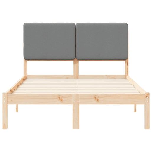 Estrutura de Cama de casal moderno com Cabeceira Estofada Cinzento-claro