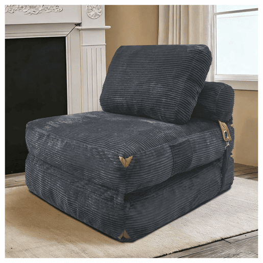 Sofá Individual Moderno - Com Armazenamento Integrado e Detalhes Elegantes com Borlas - Cinza