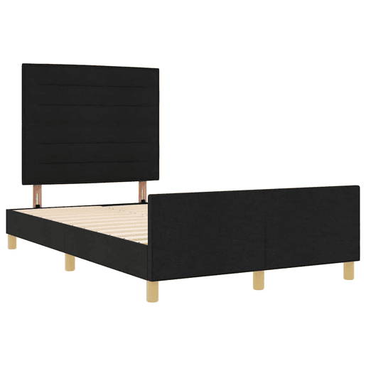 Estrutura de cama de casal com cabeceira - Preto 140 x 190 cm tecido