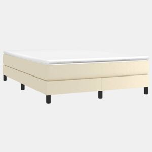Estrutura de Cama de casal moderno com molas 140x190 cm couro artificial cor creme