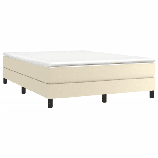 Estrutura de Cama de casal moderno com molas 140x190 cm couro artificial cor creme