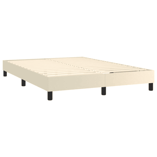 Estrutura de Cama de casal moderno com molas 140x190 cm couro artificial cor creme