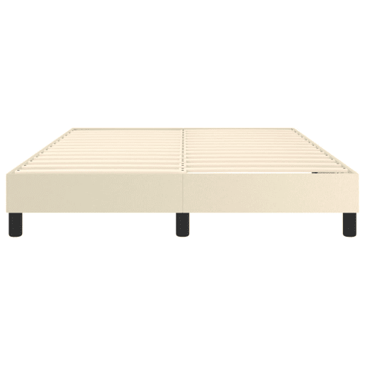 Estrutura de Cama de casal moderno com molas 140x190 cm couro artificial cor creme